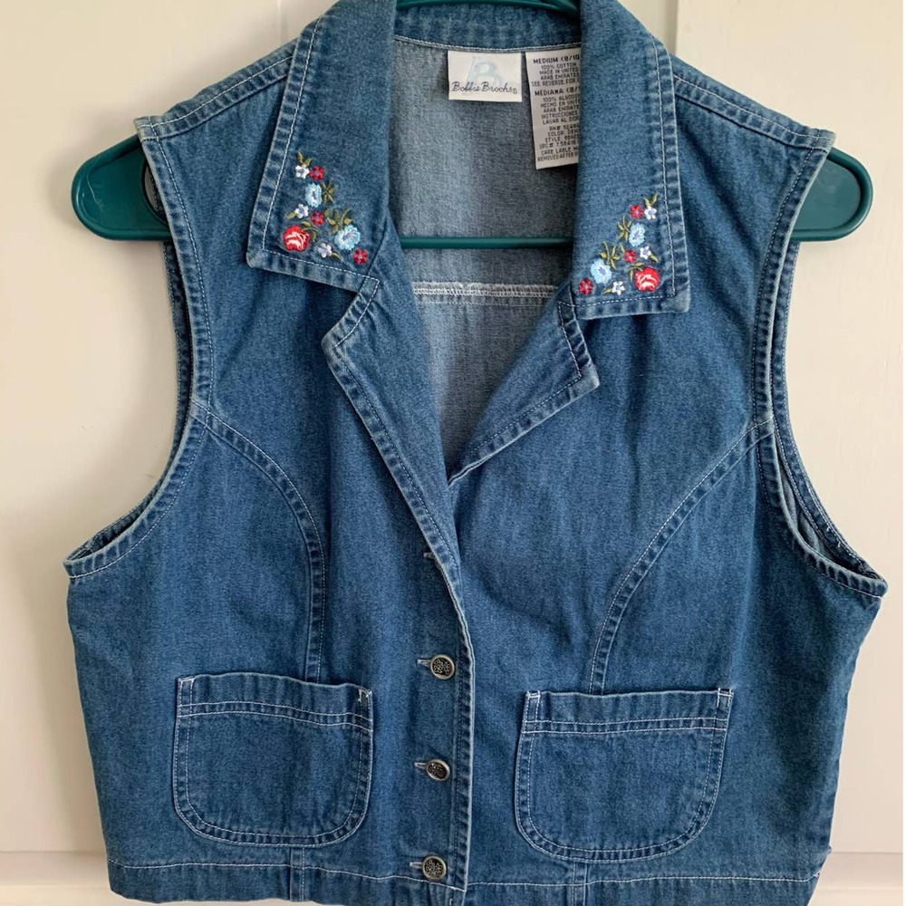 Vintage Bobbie Brooks Embellished Denim Vest